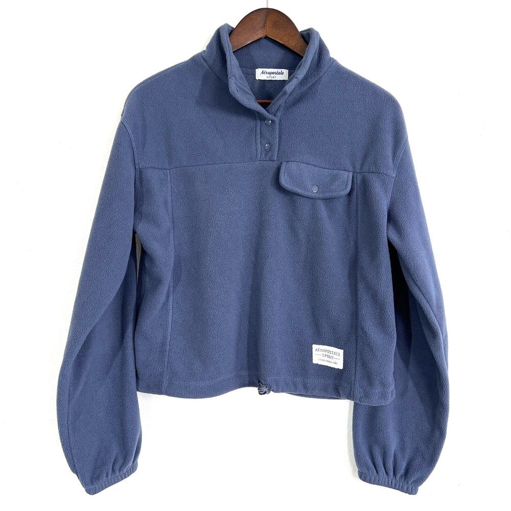 Aeropostale Sport Polar Fleece Sweater Womens Medium‎ 1/4 Snap Lavender Outwear